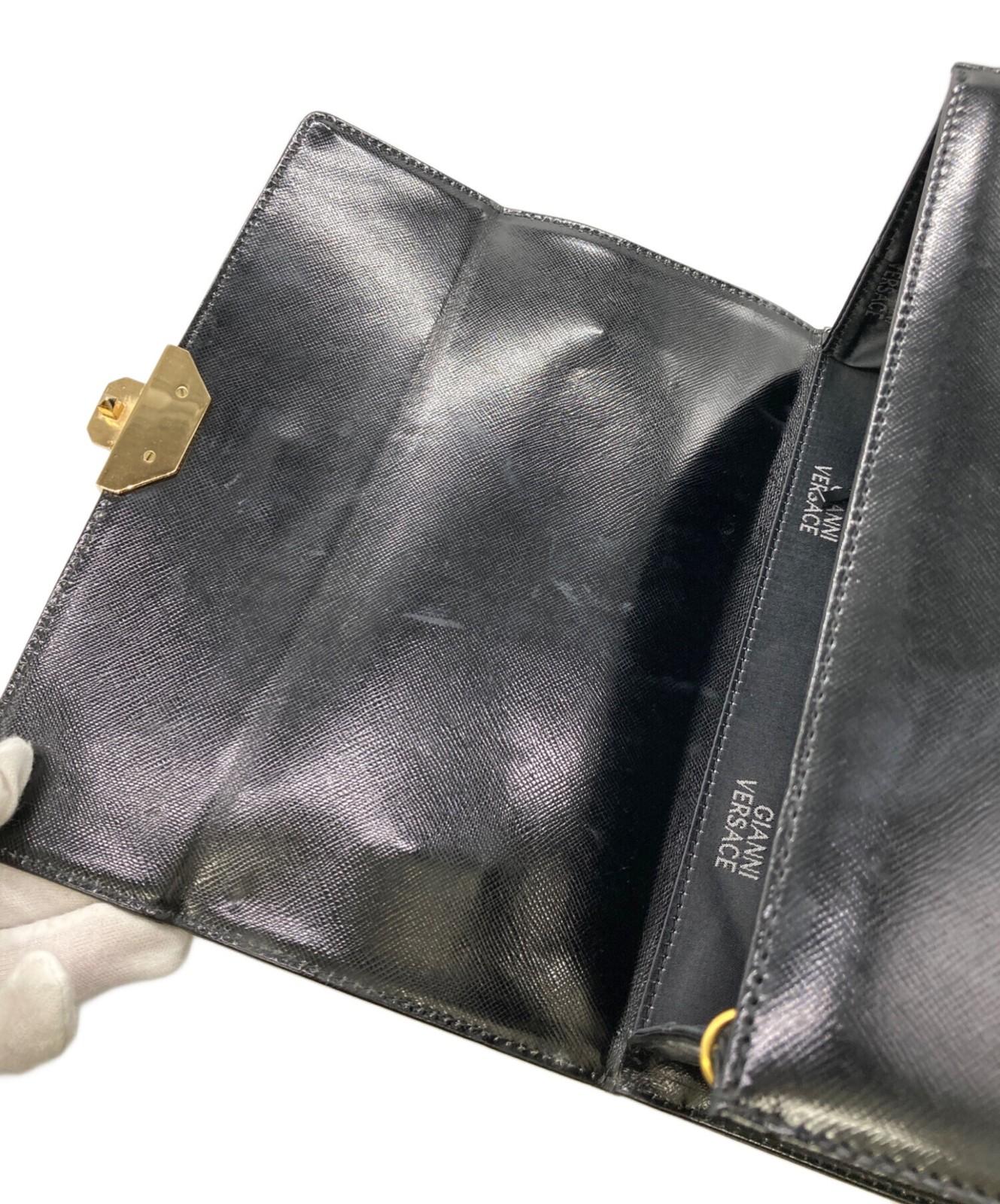 VERSACE Hand Bag Tote Purse Sunburst Black Authentic