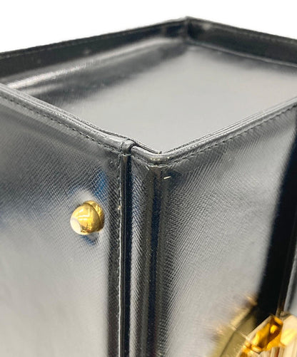 VERSACE Hand Bag Tote Purse Sunburst Black Authentic