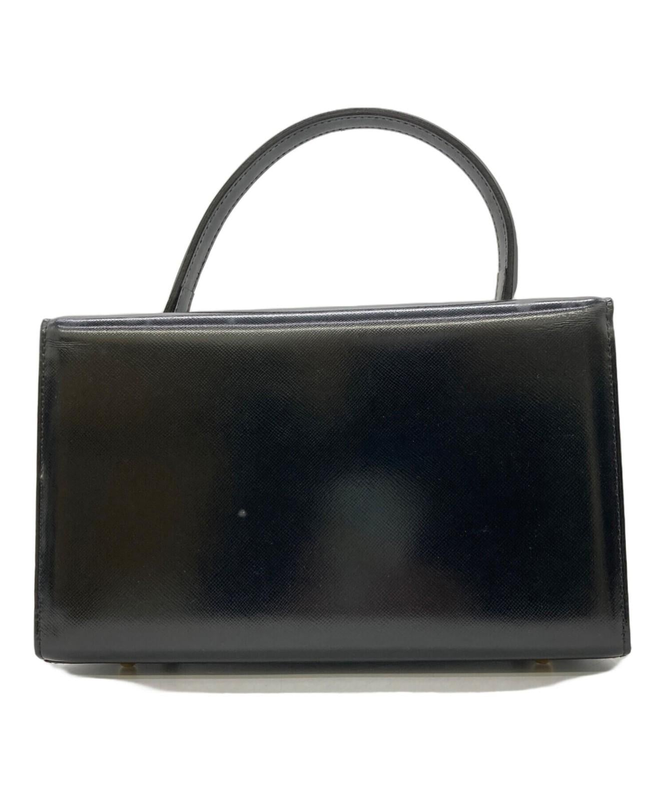 VERSACE Hand Bag Tote Purse Sunburst Black Authentic