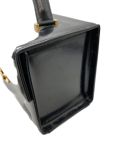 VERSACE Hand Bag Tote Purse Sunburst Black Authentic