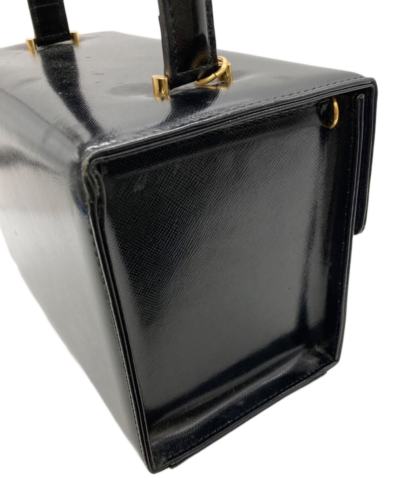 VERSACE Hand Bag Tote Purse Sunburst Black Authentic