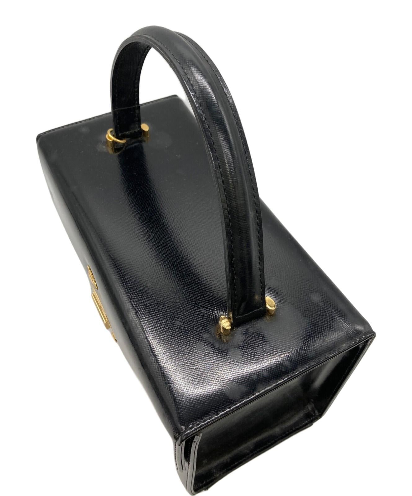 VERSACE Hand Bag Tote Purse Sunburst Black Authentic