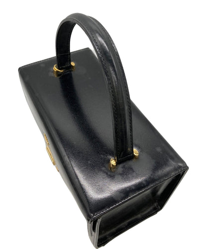 VERSACE Hand Bag Tote Purse Sunburst Black Authentic