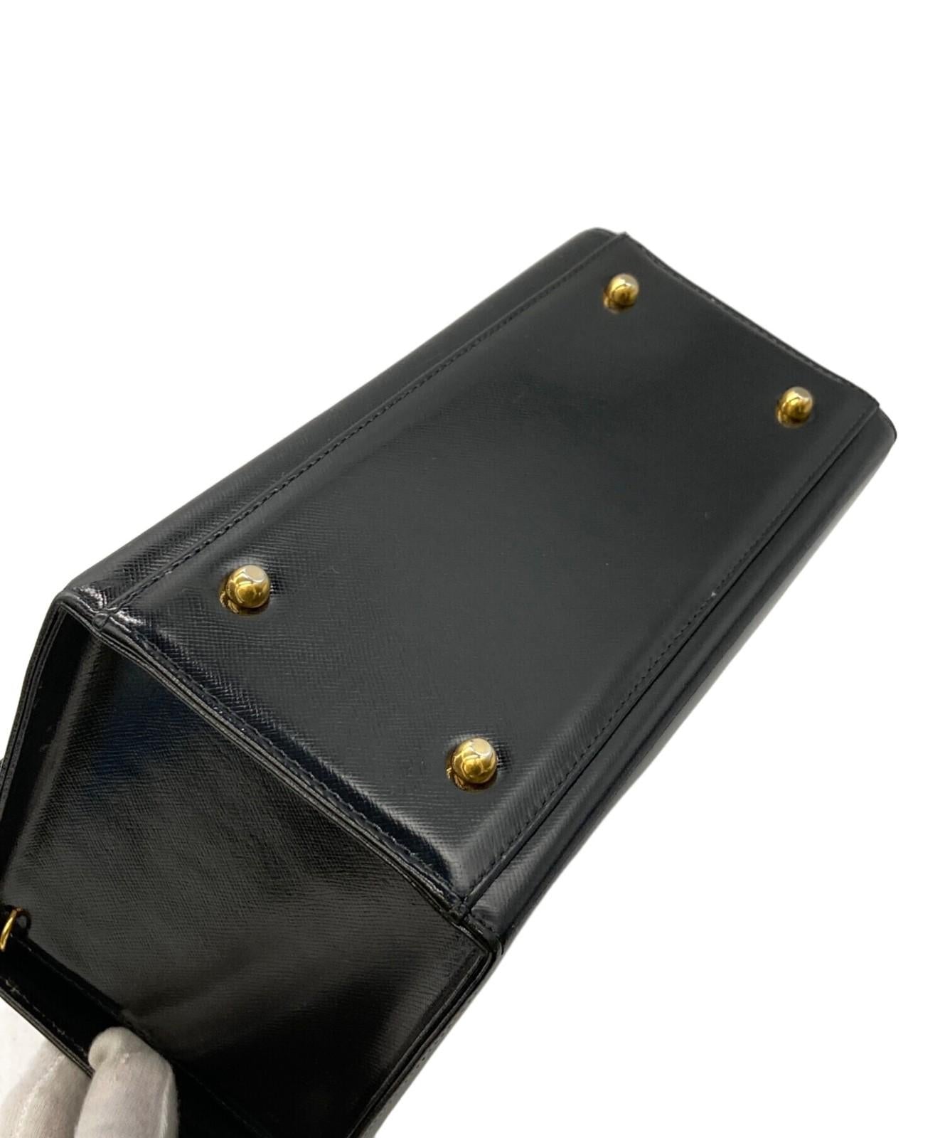 VERSACE Hand Bag Tote Purse Sunburst Black Authentic