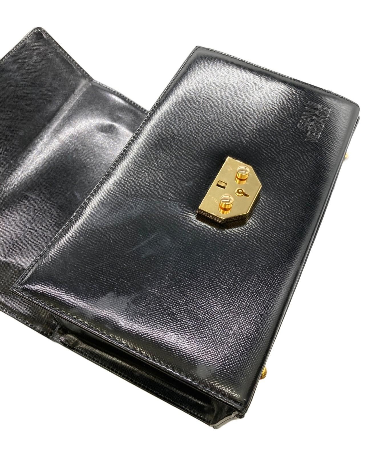 VERSACE Hand Bag Tote Purse Sunburst Black Authentic