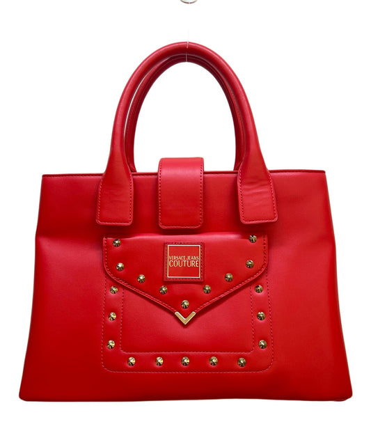 VERSACE JEANS COUTURE Hand Shoulder Bag Tote Purse 2way Red Authentic