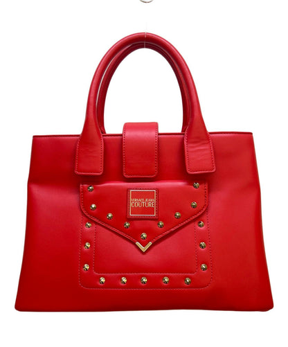 VERSACE JEANS COUTURE Hand Shoulder Bag Tote Purse 2way Red Authentic