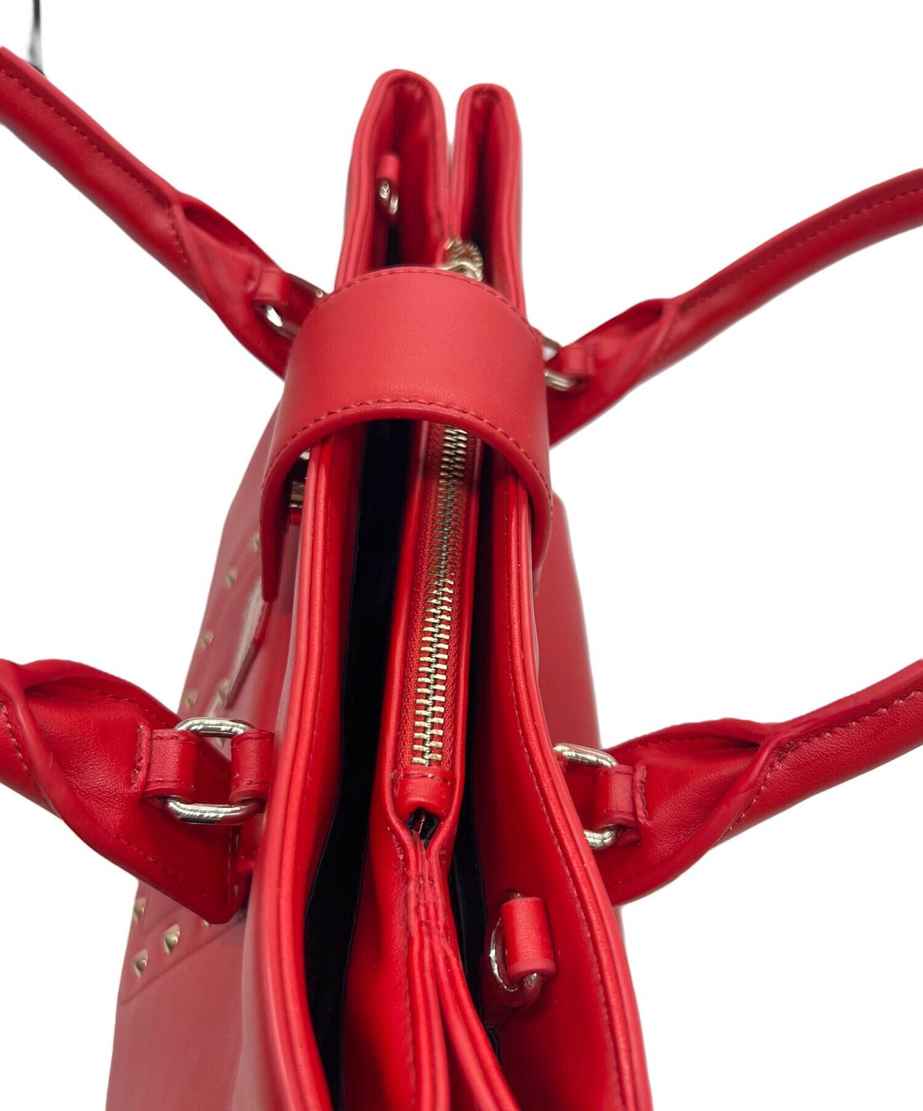 VERSACE JEANS COUTURE Hand Shoulder Bag Tote Purse 2way Red Authentic