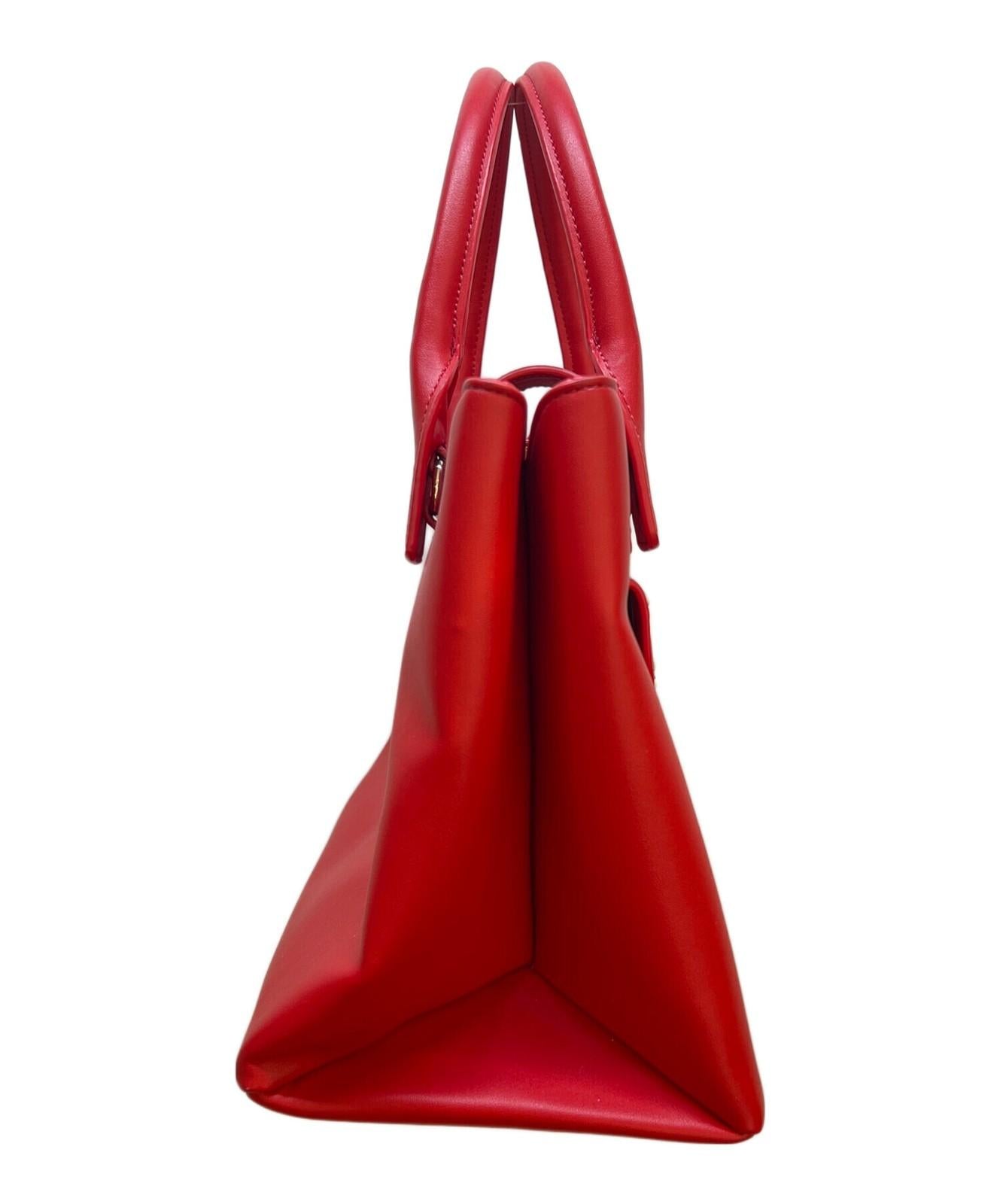 VERSACE JEANS COUTURE Hand Shoulder Bag Tote Purse 2way Red Authentic