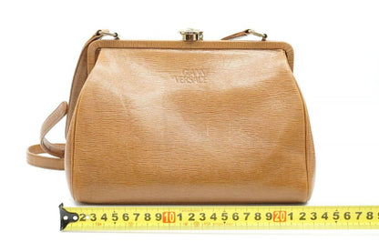 VERSACE Shoulder Bag Purse Leather Brown Authentic