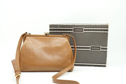 VERSACE Shoulder Bag Purse Leather Brown Authentic