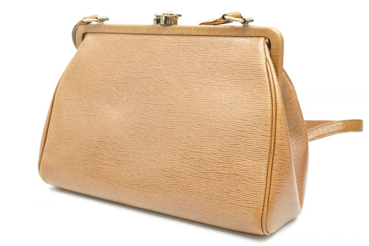 VERSACE Shoulder Bag Purse Leather Brown Authentic