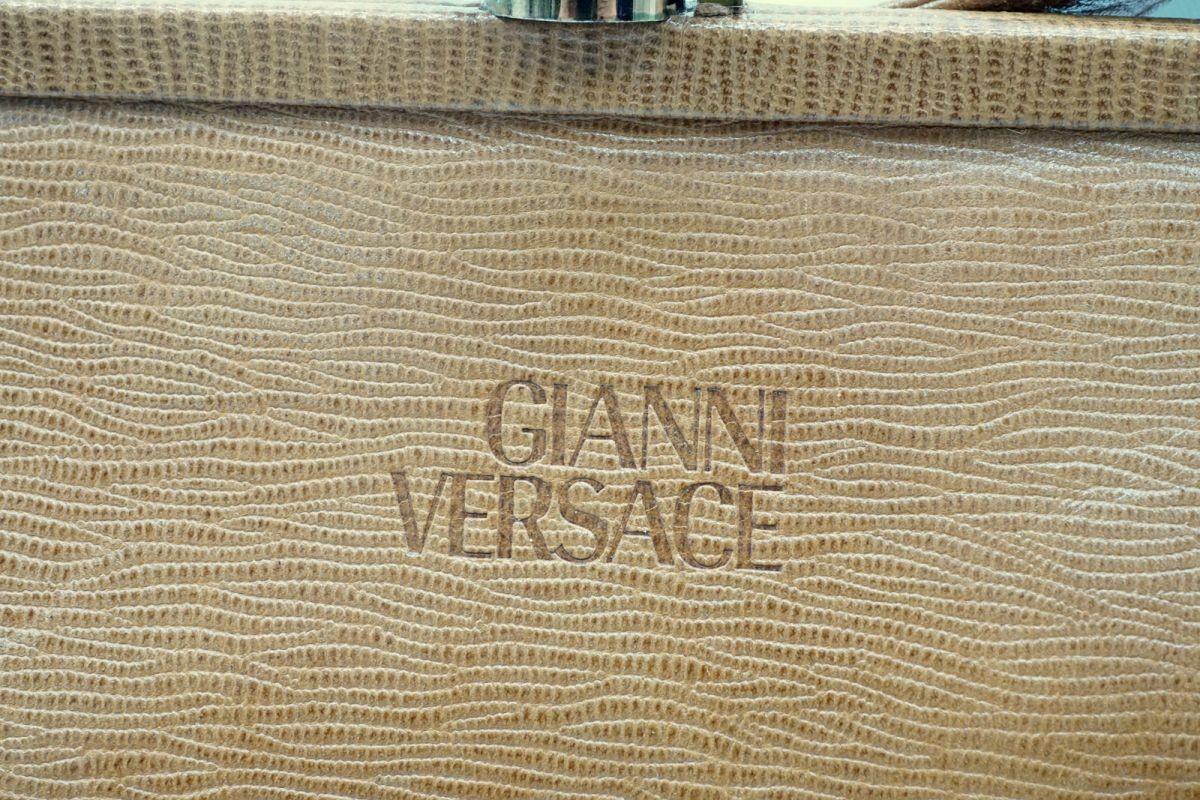 VERSACE Shoulder Bag Purse Leather Brown Authentic