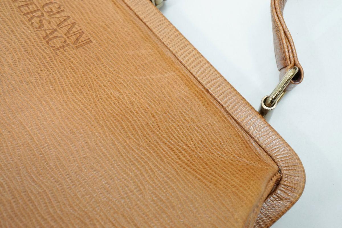 VERSACE Shoulder Bag Purse Leather Brown Authentic