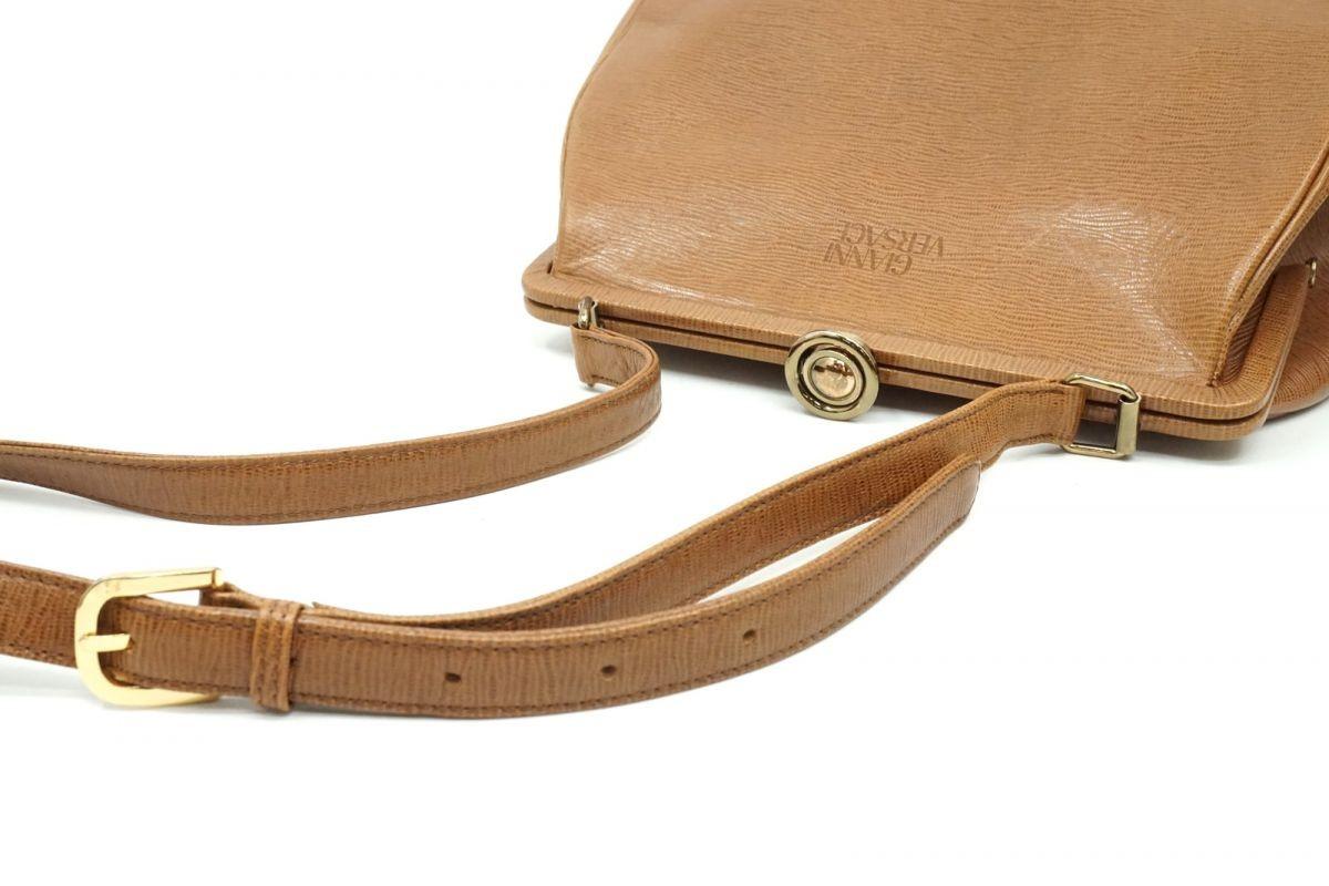 VERSACE Shoulder Bag Purse Leather Brown Authentic