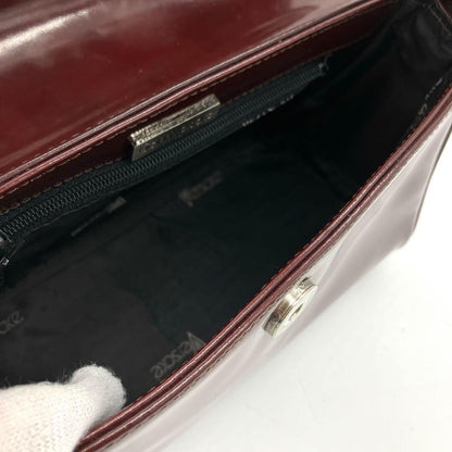 VERSACE Hand Shoulder Bag Tote Purse 2way Logo Patent Leather Bordeaux Authentic