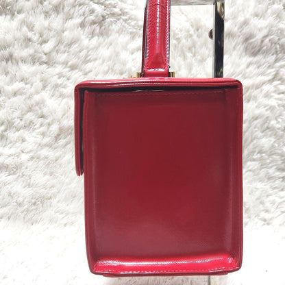 VERSACE Hand Bag Tote Purse Vanity Bag Sunburst Logo Red Authentic