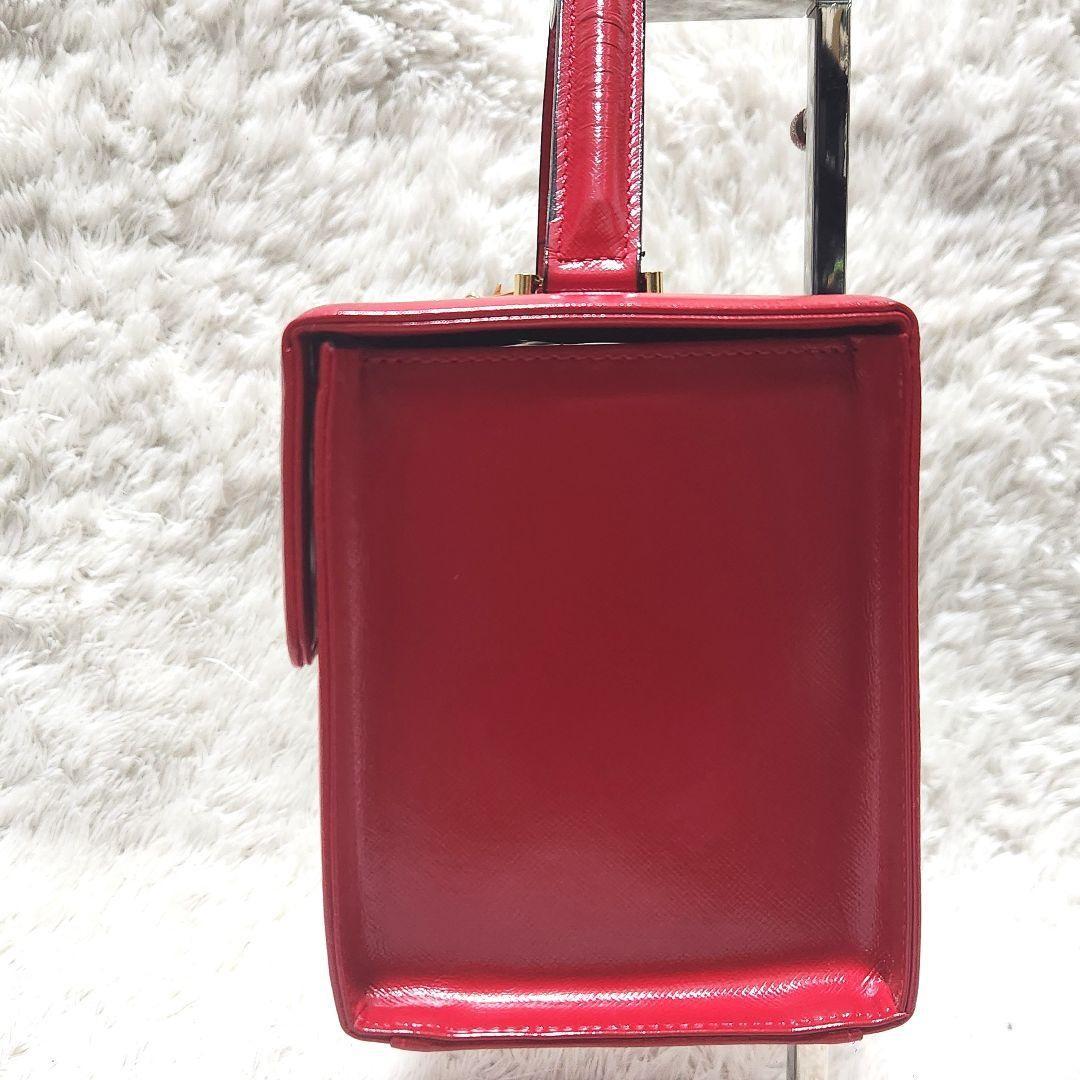 VERSACE Hand Bag Tote Purse Vanity Bag Sunburst Logo Red Authentic