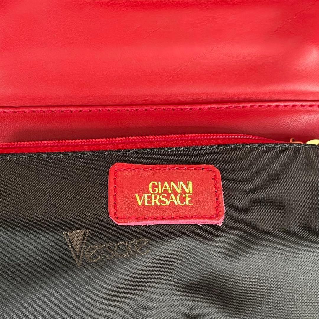 VERSACE Hand Shoulder Bag Tote Purse 2way Red Authentic