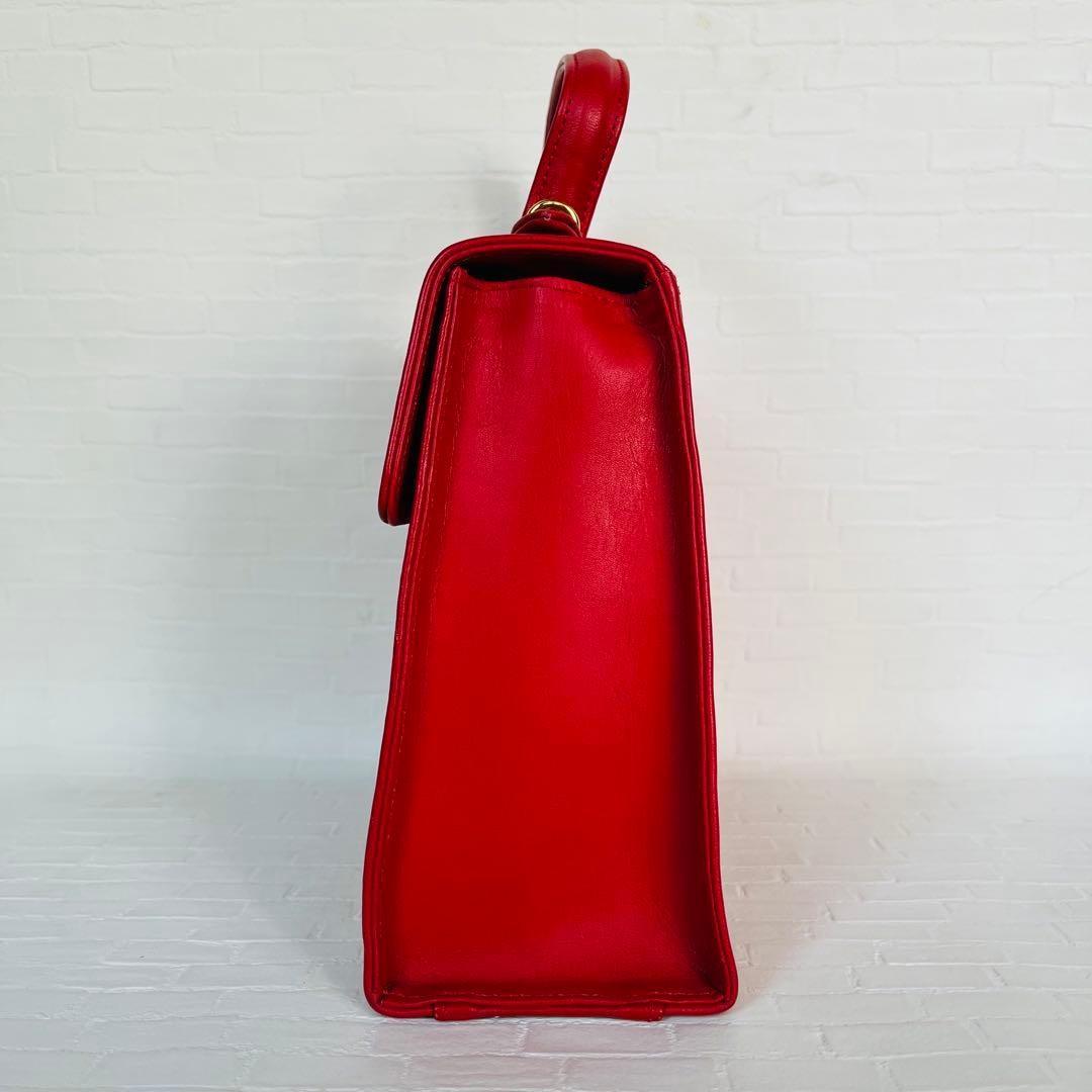 VERSACE Hand Shoulder Bag Tote Purse 2way Red Authentic