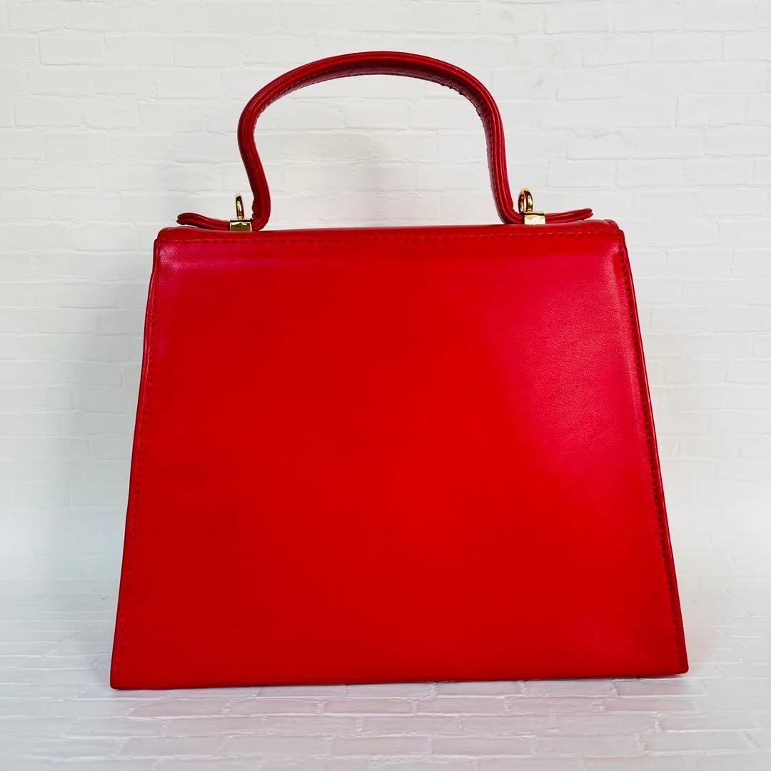 VERSACE Hand Shoulder Bag Tote Purse 2way Red Authentic