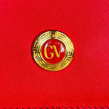 VERSACE Hand Shoulder Bag Tote Purse 2way Red Authentic