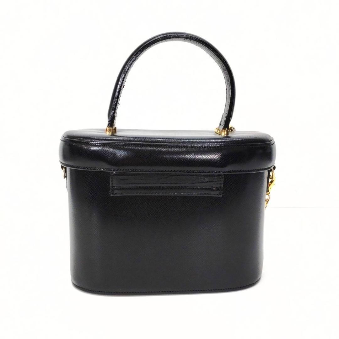 VERSACE Vanity Bag Hand Tote Purse Sunburst Black Authentic