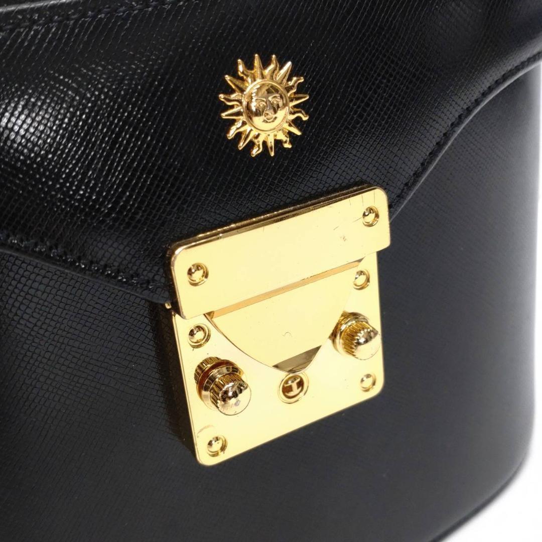 VERSACE Vanity Bag Hand Tote Purse Sunburst Black Authentic