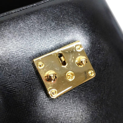 VERSACE Vanity Bag Hand Tote Purse Sunburst Black Authentic