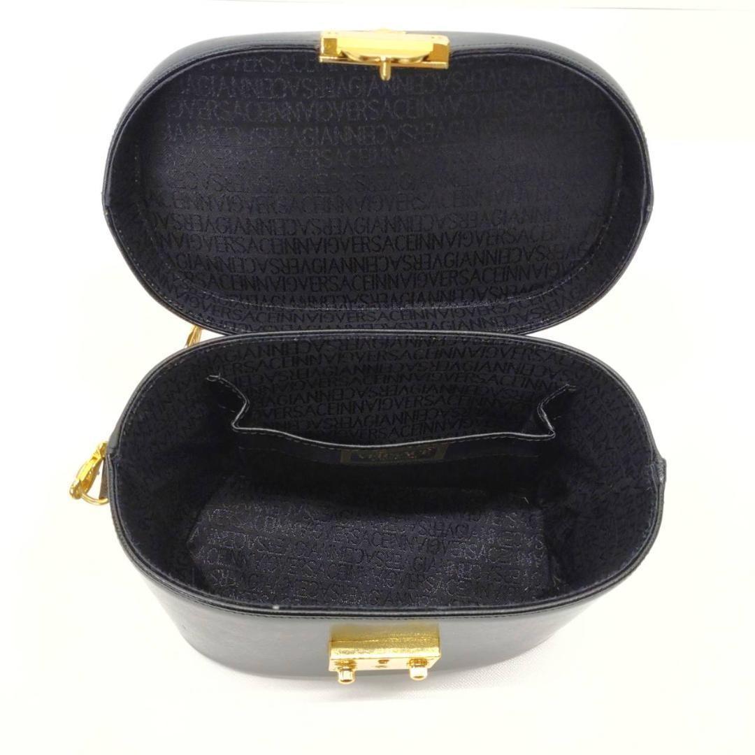 VERSACE Vanity Bag Hand Tote Purse Sunburst Black Authentic