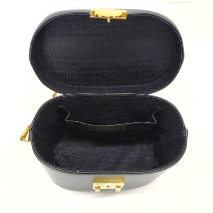 VERSACE Vanity Bag Hand Tote Purse Sunburst Black Authentic
