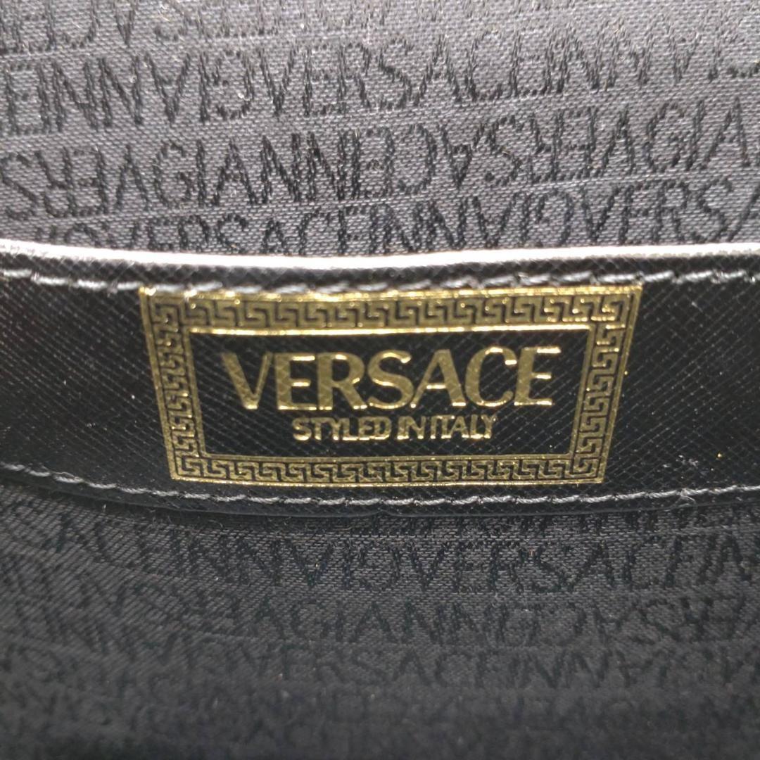 VERSACE Vanity Bag Hand Tote Purse Sunburst Black Authentic