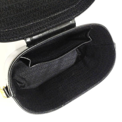 VERSACE Vanity Bag Hand Tote Purse Sunburst Black Authentic
