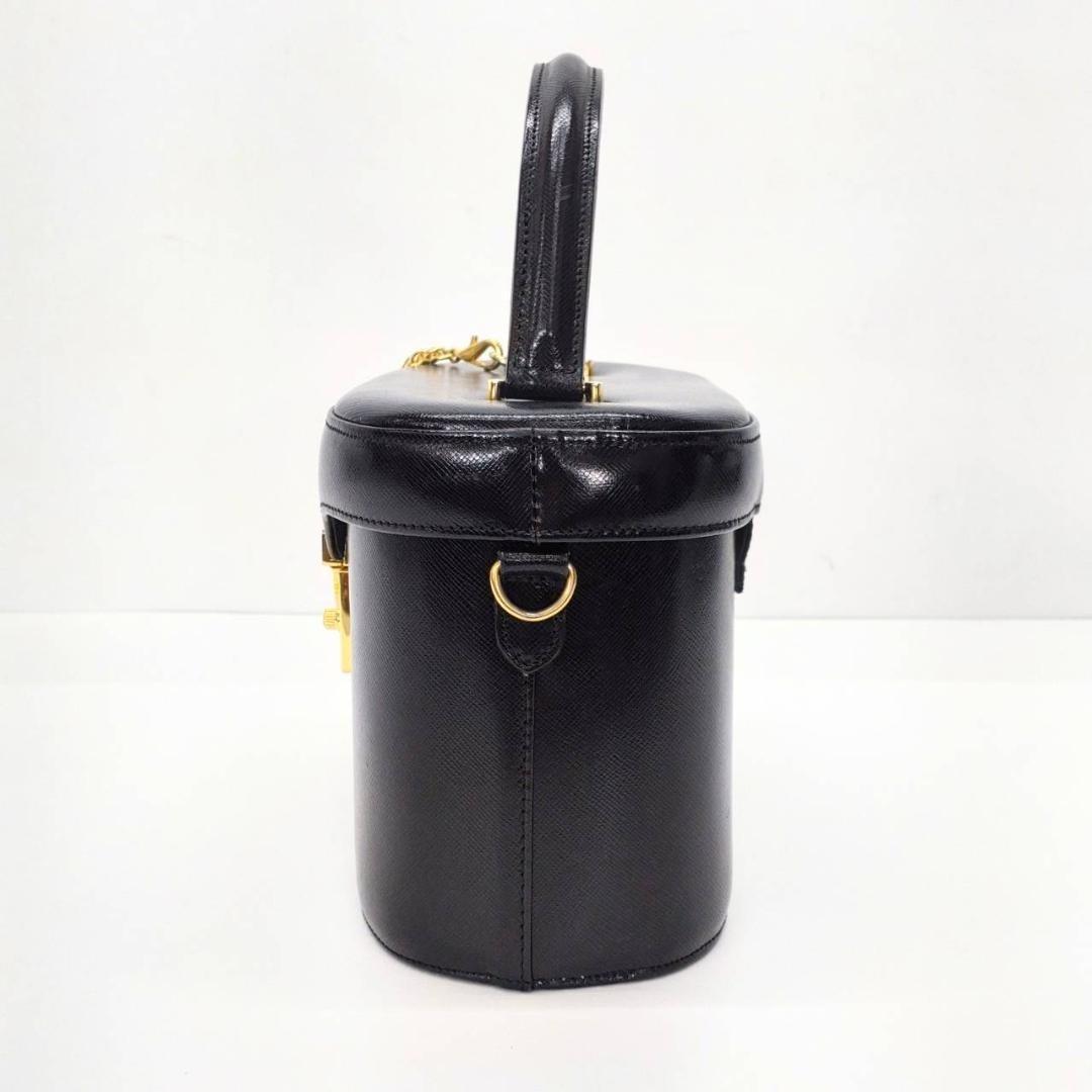 VERSACE Vanity Bag Hand Tote Purse Sunburst Black Authentic