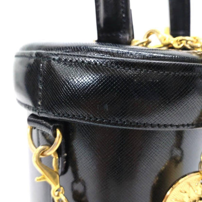 VERSACE Vanity Bag Hand Tote Purse Sunburst Black Authentic