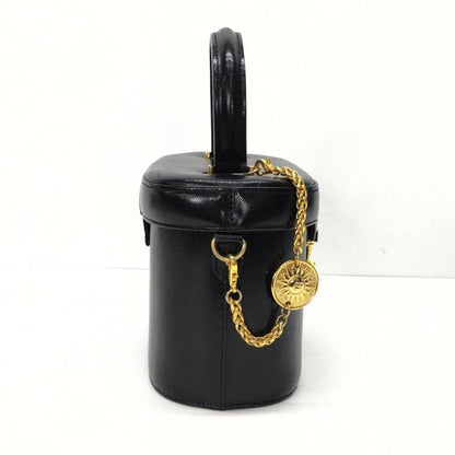 VERSACE Vanity Bag Hand Tote Purse Sunburst Black Authentic