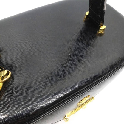 VERSACE Vanity Bag Hand Tote Purse Sunburst Black Authentic