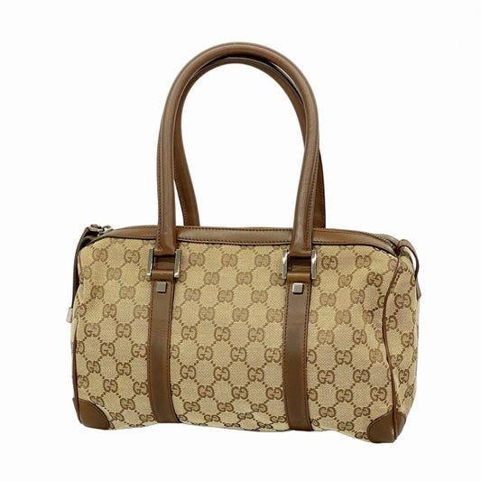 GUCCI Hand Bag Tote Purse GG Canvas Beige Brown Authentic