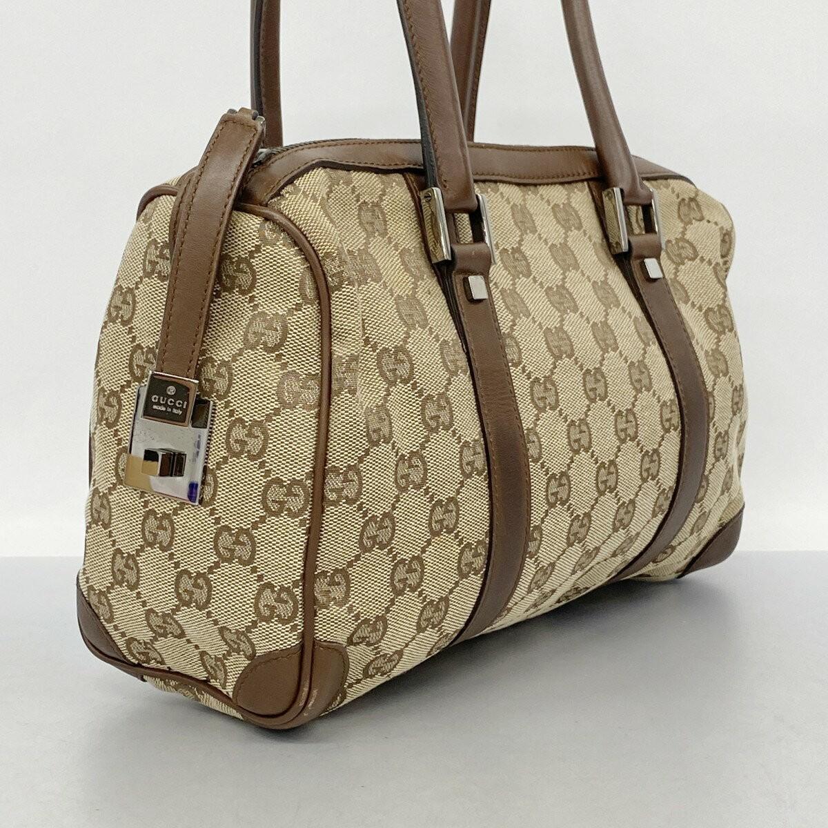 GUCCI Hand Bag Tote Purse GG Canvas Beige Brown Authentic