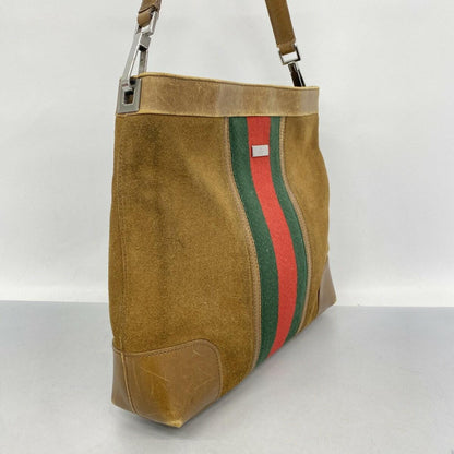 GUCCI Shoulder Bag Purse Sherry Line Suede Brown Authentic