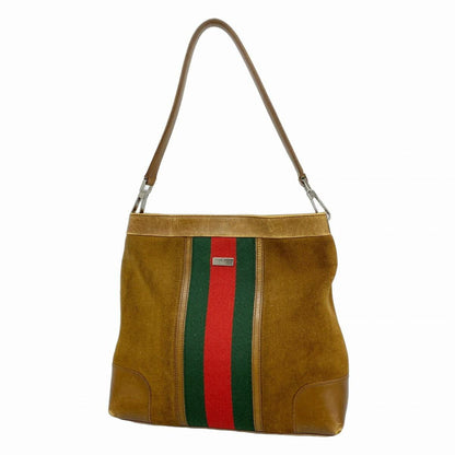 GUCCI Shoulder Bag Purse Sherry Line Suede Brown Authentic