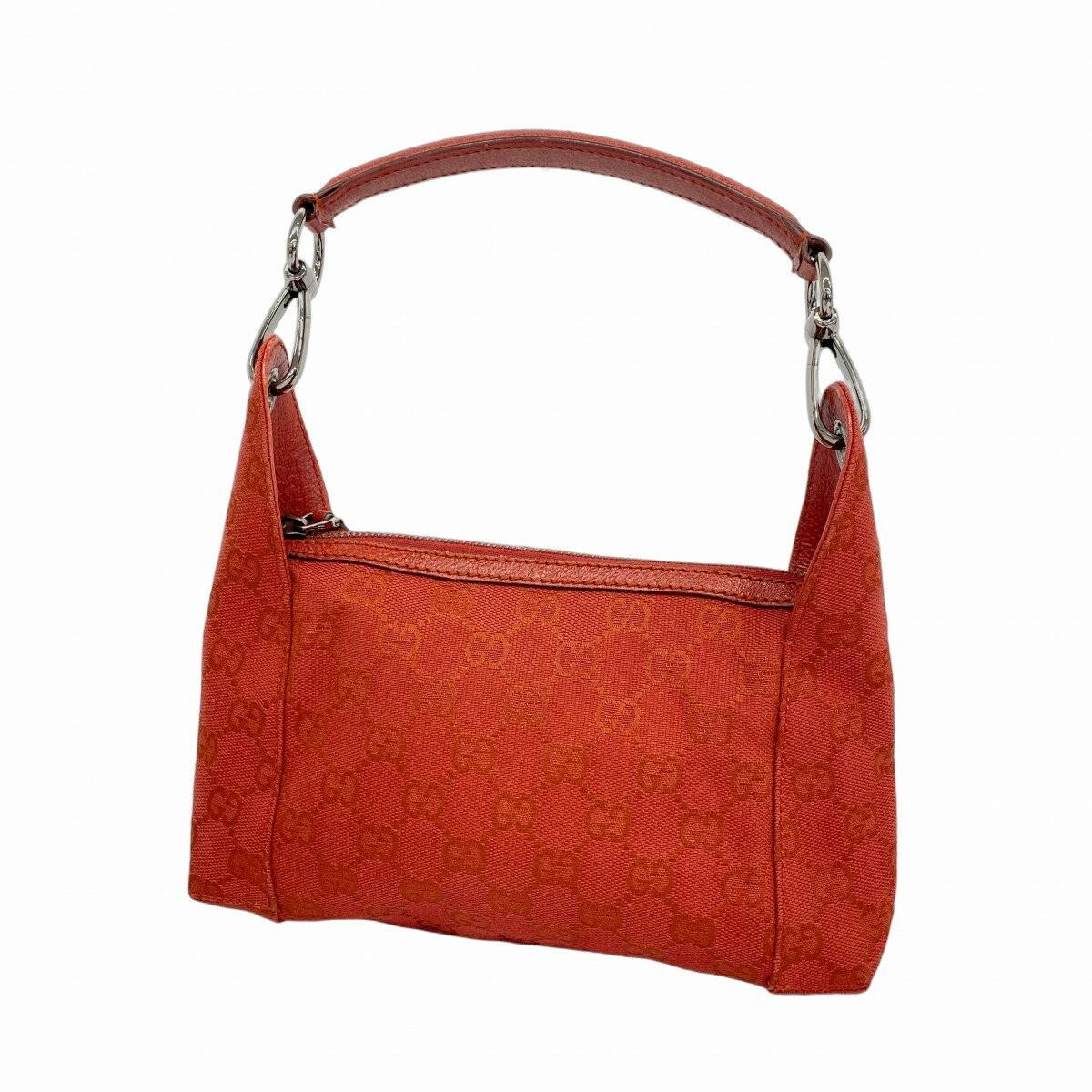 GUCCI Hand Bag Tote Purse GG Canvas Red Authentic