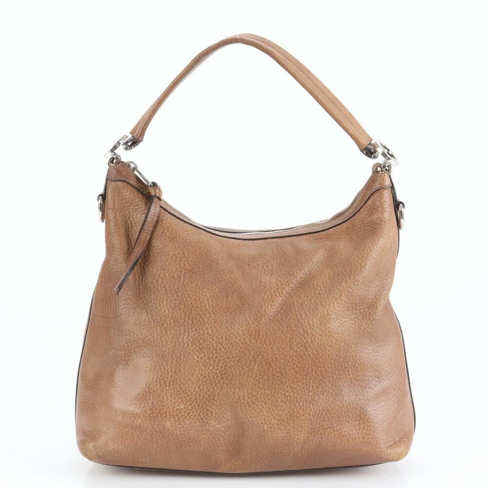 GUCCI Hand Shoulder Bag Tote Purse Leather Brown Authentic