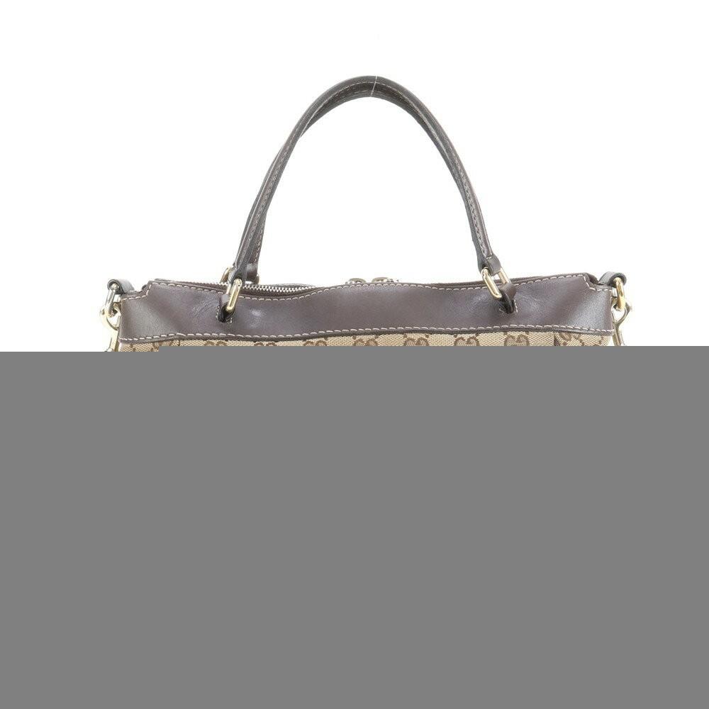 GUCCI Hand Shoulder Bag Tote Purse 2way GG Canvas Leather Beige Brown Authentic