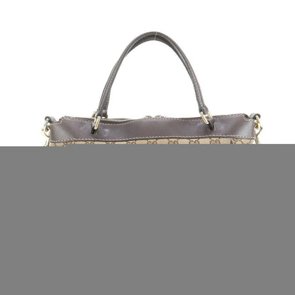 GUCCI Hand Shoulder Bag Tote Purse 2way GG Canvas Leather Beige Brown Authentic