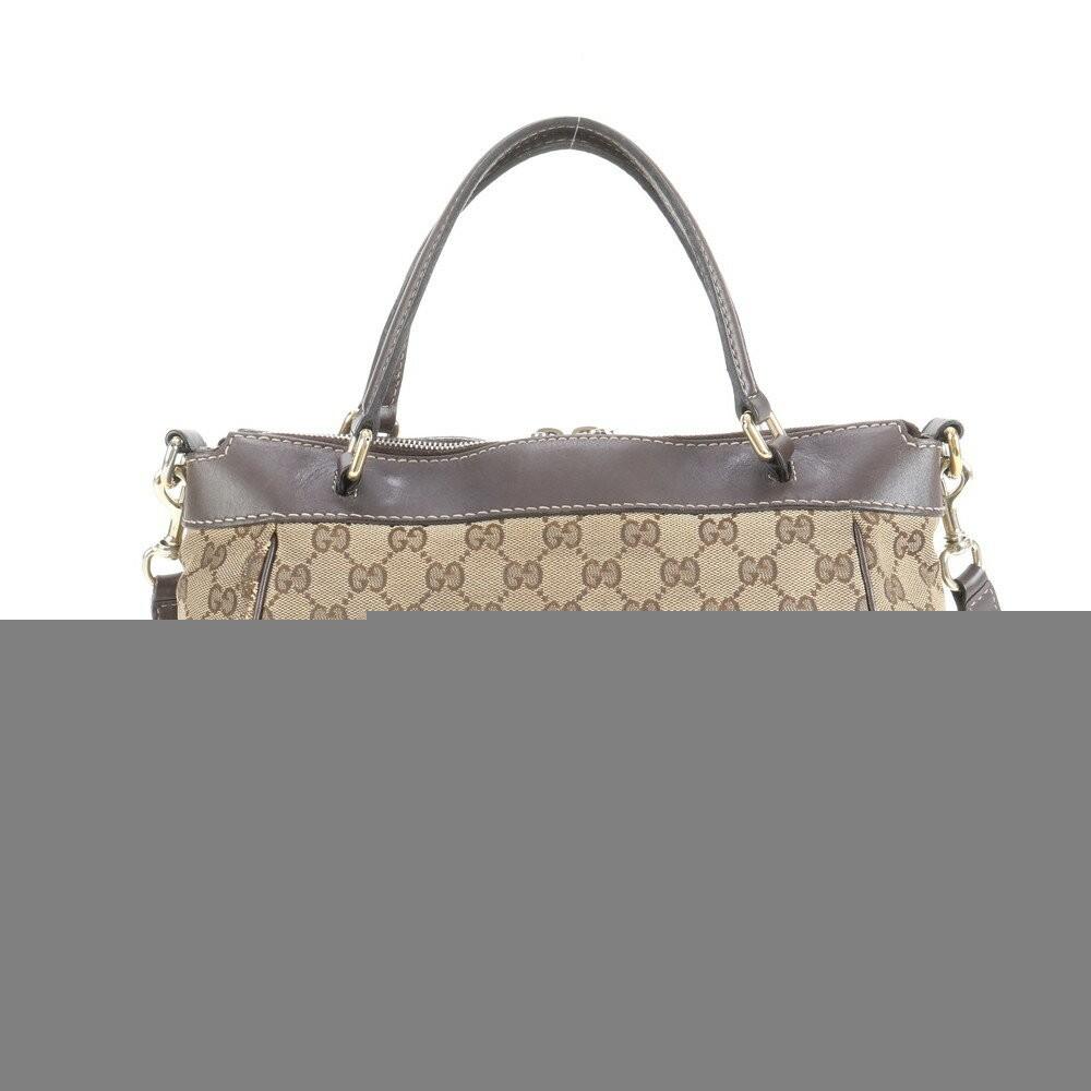 GUCCI Hand Shoulder Bag Tote Purse 2way GG Canvas Leather Beige Brown Authentic
