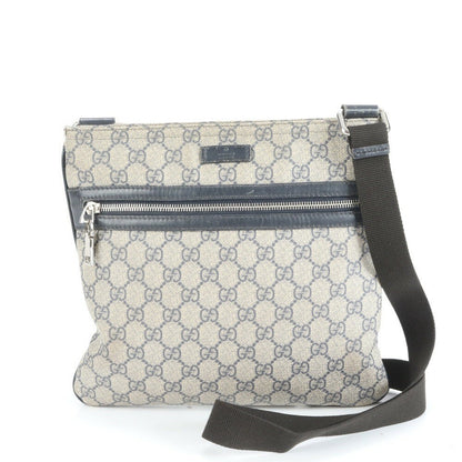 GUCCI Shoulder Bag Purse GG Supreme Leather Coated Canvas Navy Authentic