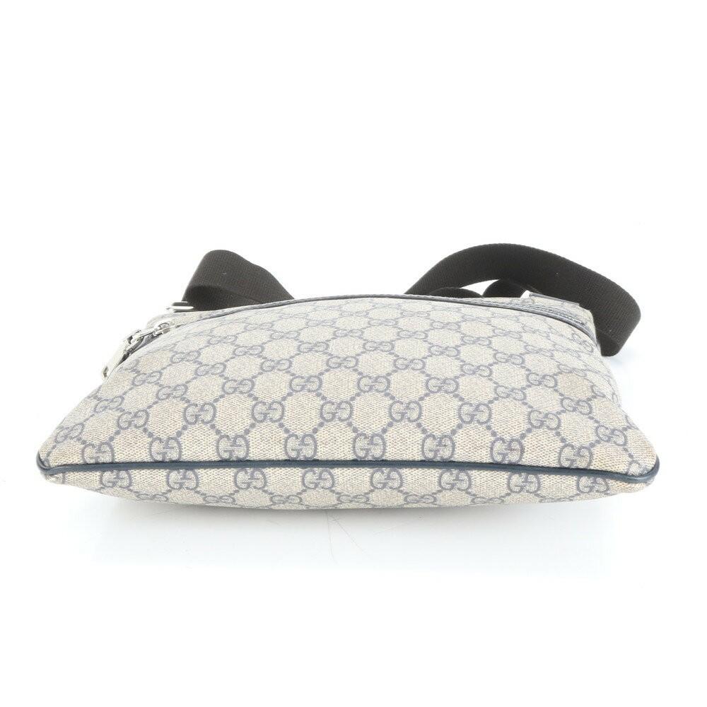 GUCCI Shoulder Bag Purse GG Supreme Leather Coated Canvas Navy Authentic