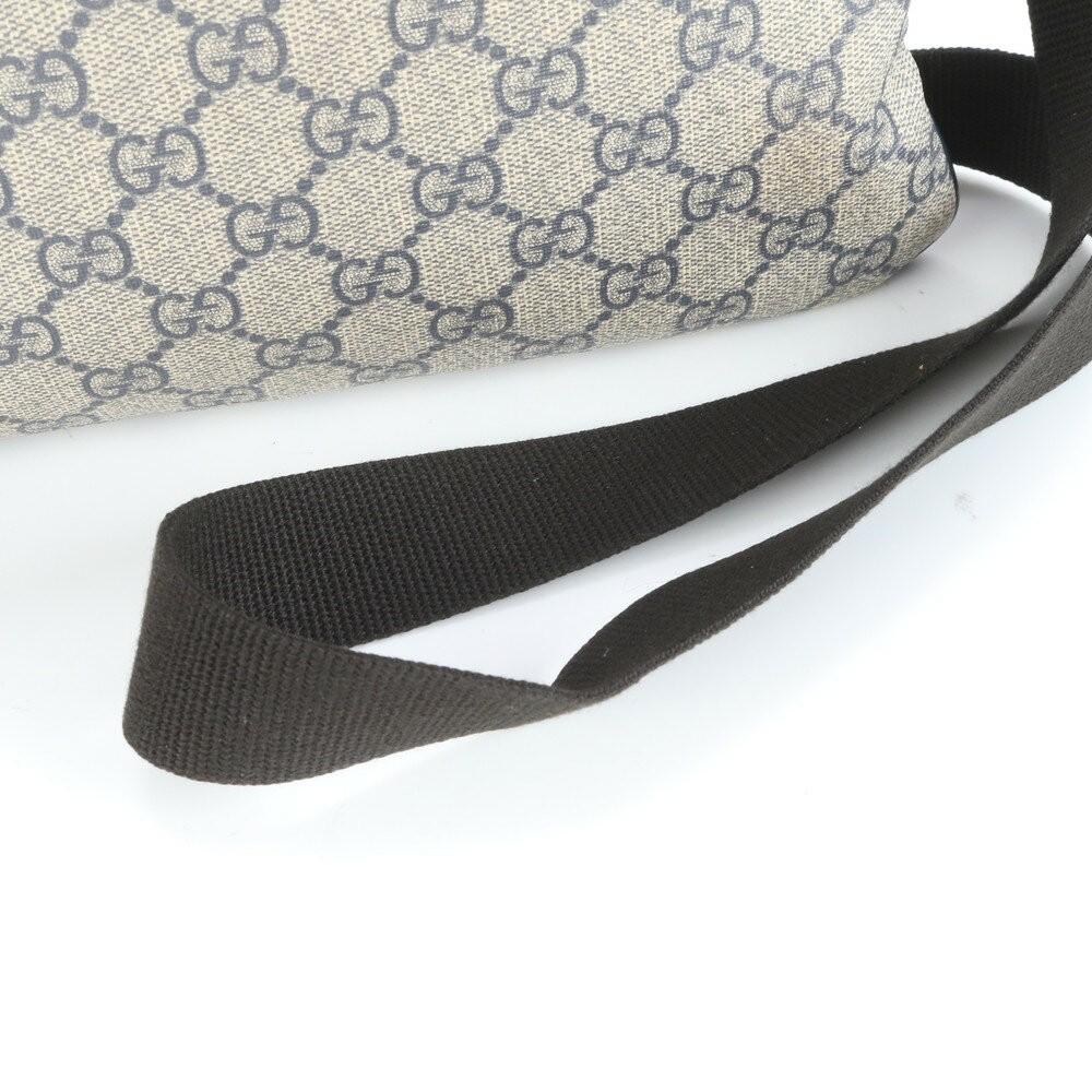 GUCCI Shoulder Bag Purse GG Supreme Leather Coated Canvas Navy Authentic