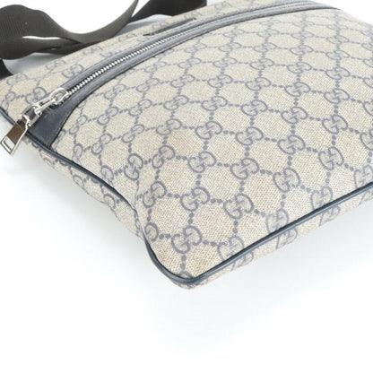 GUCCI Shoulder Bag Purse GG Supreme Leather Coated Canvas Navy Authentic